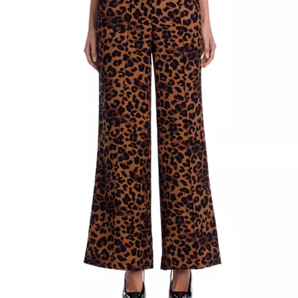 Aqua Leopard Print Wide-Leg Pants